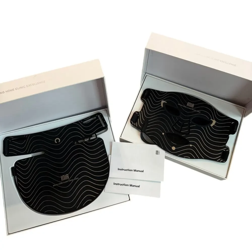 INIA Red Light Therapy Set Face Neck & Chest LED Mask NIR Complete Kit Boxes